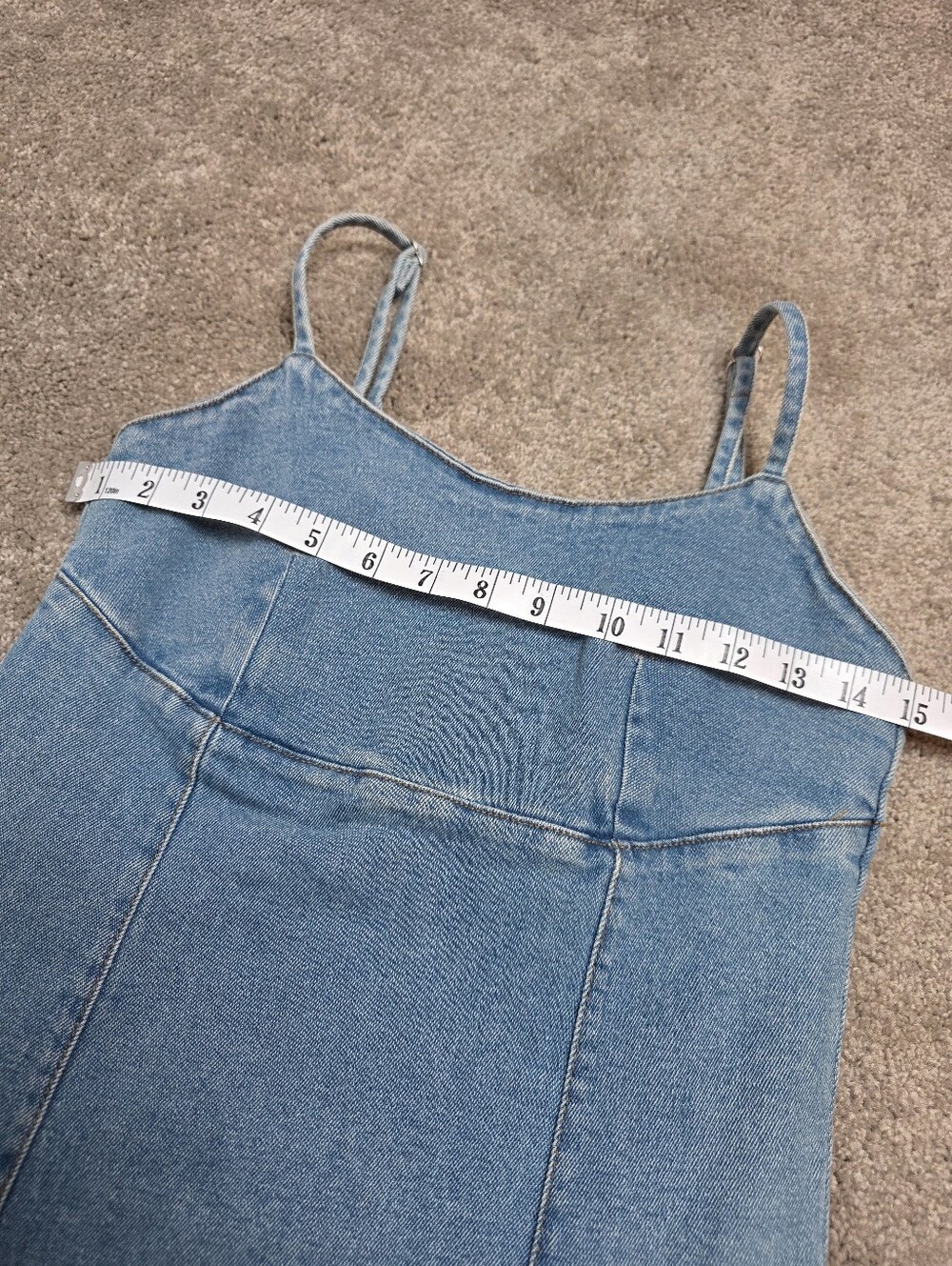 Lone Star- Light Wash Denim Mini Dress W/ Spaghetti Straps EUC Size -S - Picture 7 of 9